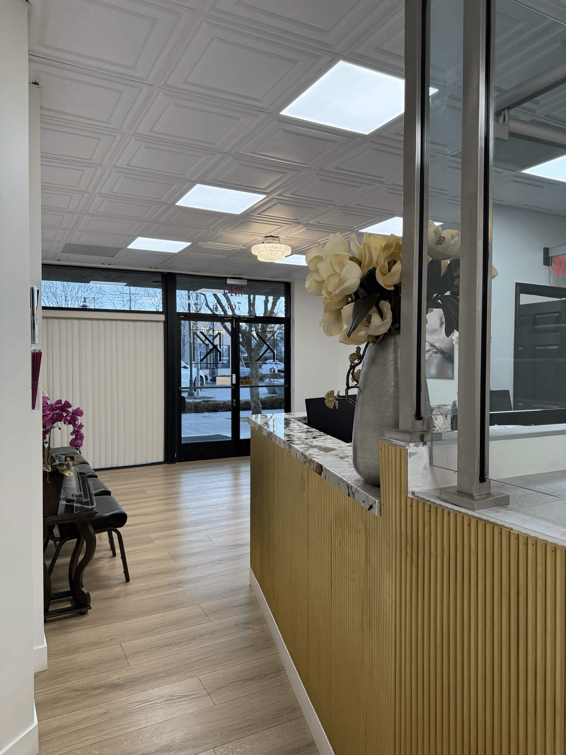 Hallway near reception seating and the front entry.