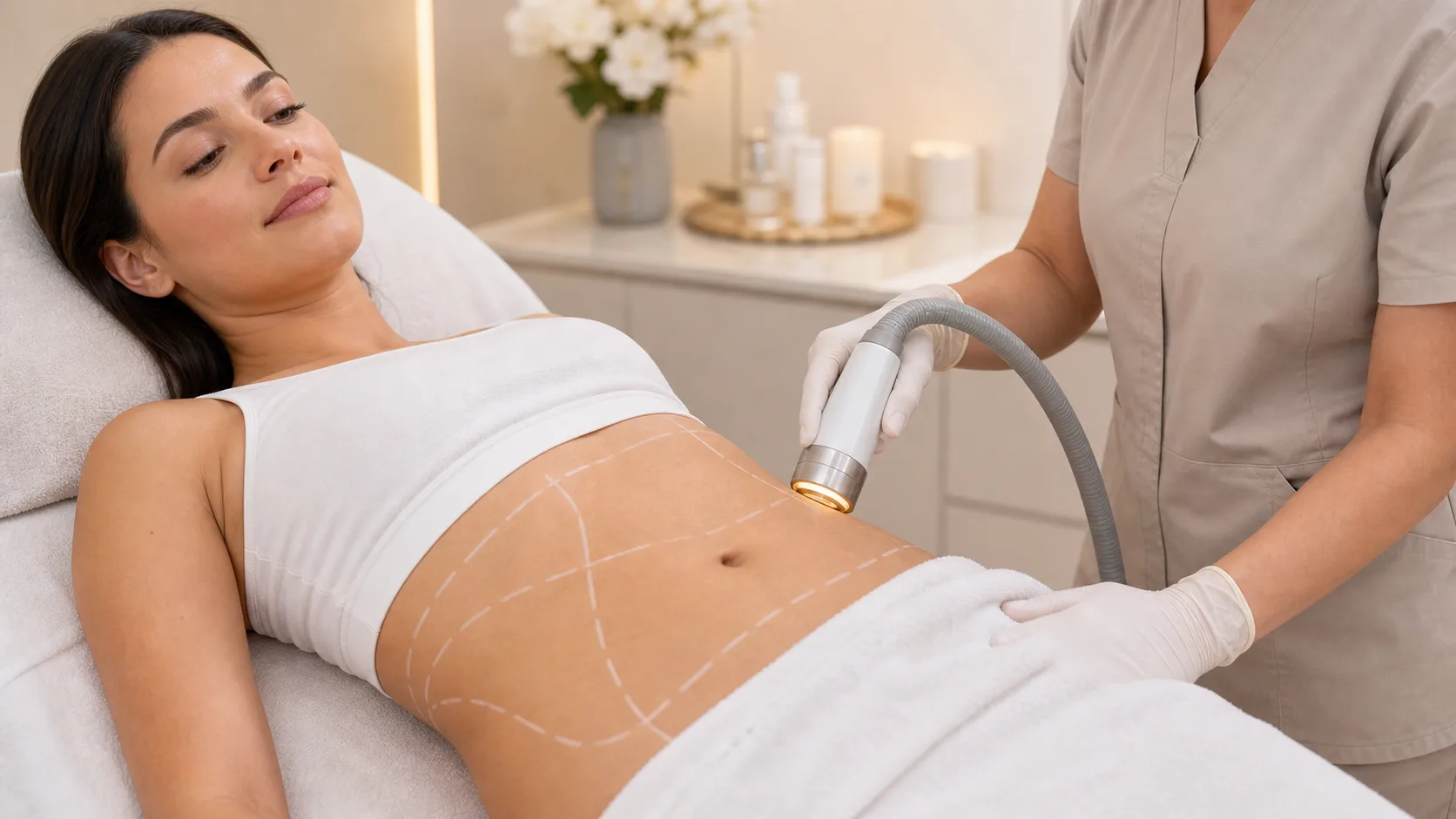 Laser fat-removal treatment planning for abdomen and flank contouring