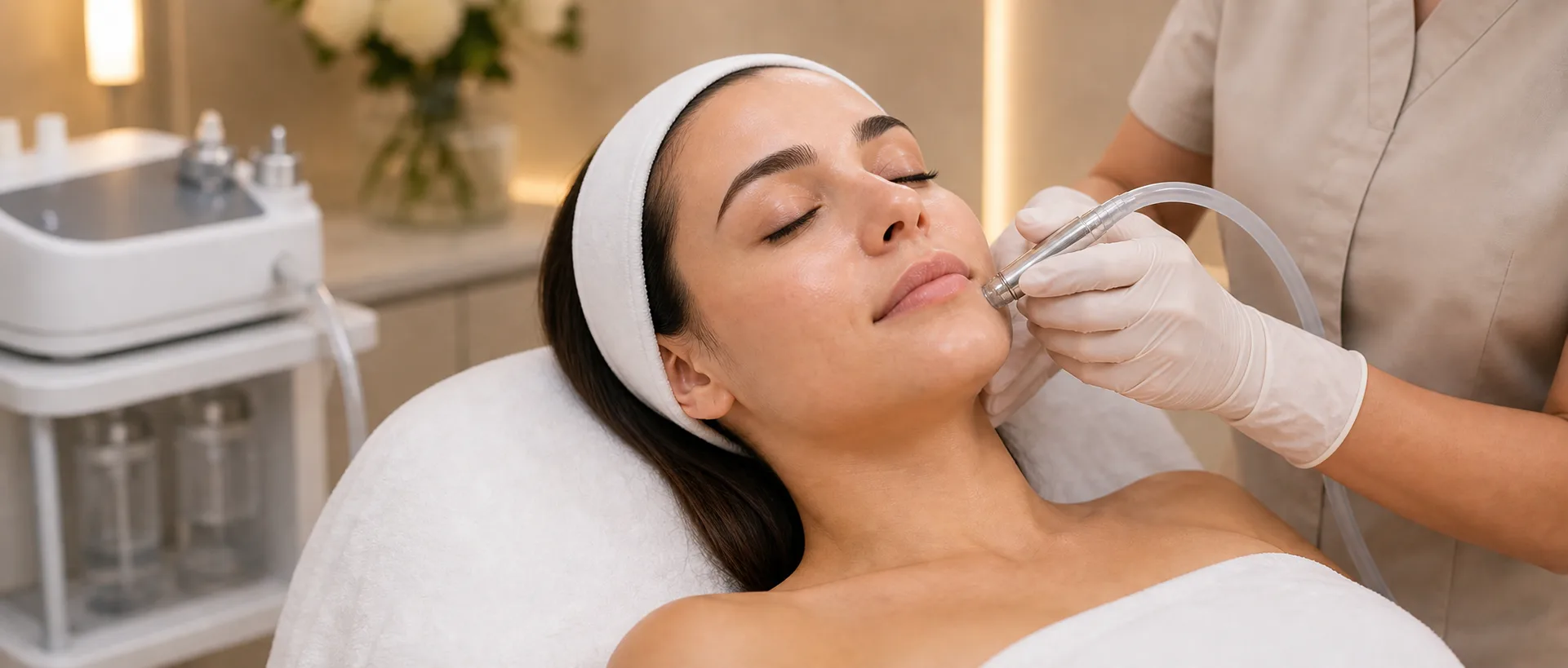 Microdermabrasion treatment with a handheld exfoliation device